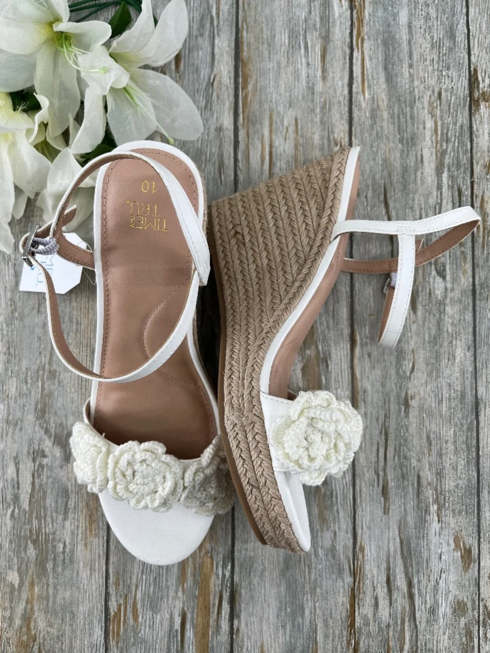 Macrame Flower Espadrille Wedge Sandals Shoes Size 10